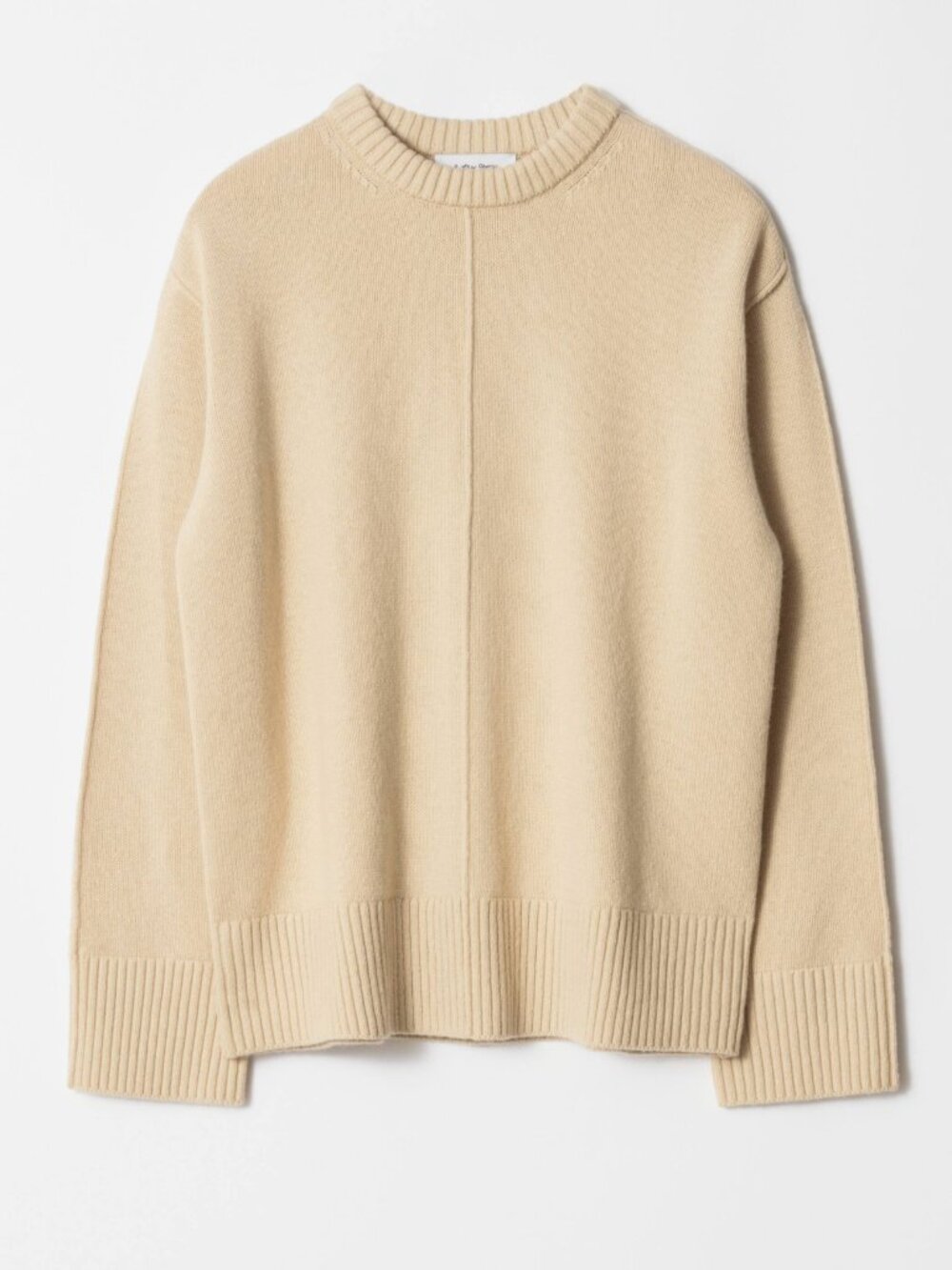 & Other Stories Heavyweight Wool Blend Crewneck Seam Sweater Yellow Beige S $109